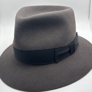 MILLER HATS. COM HOMBERG DRESS Hat 100% Felt SIZE 6 3/4 SILK FINISH DARK BR